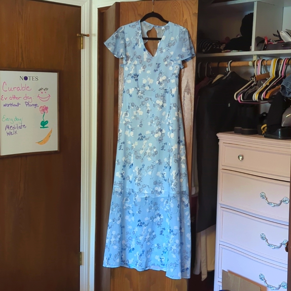Light Blue Floral Maxi Dress